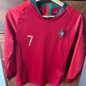 Ronaldo Kids Red and Green Soccer Jersey